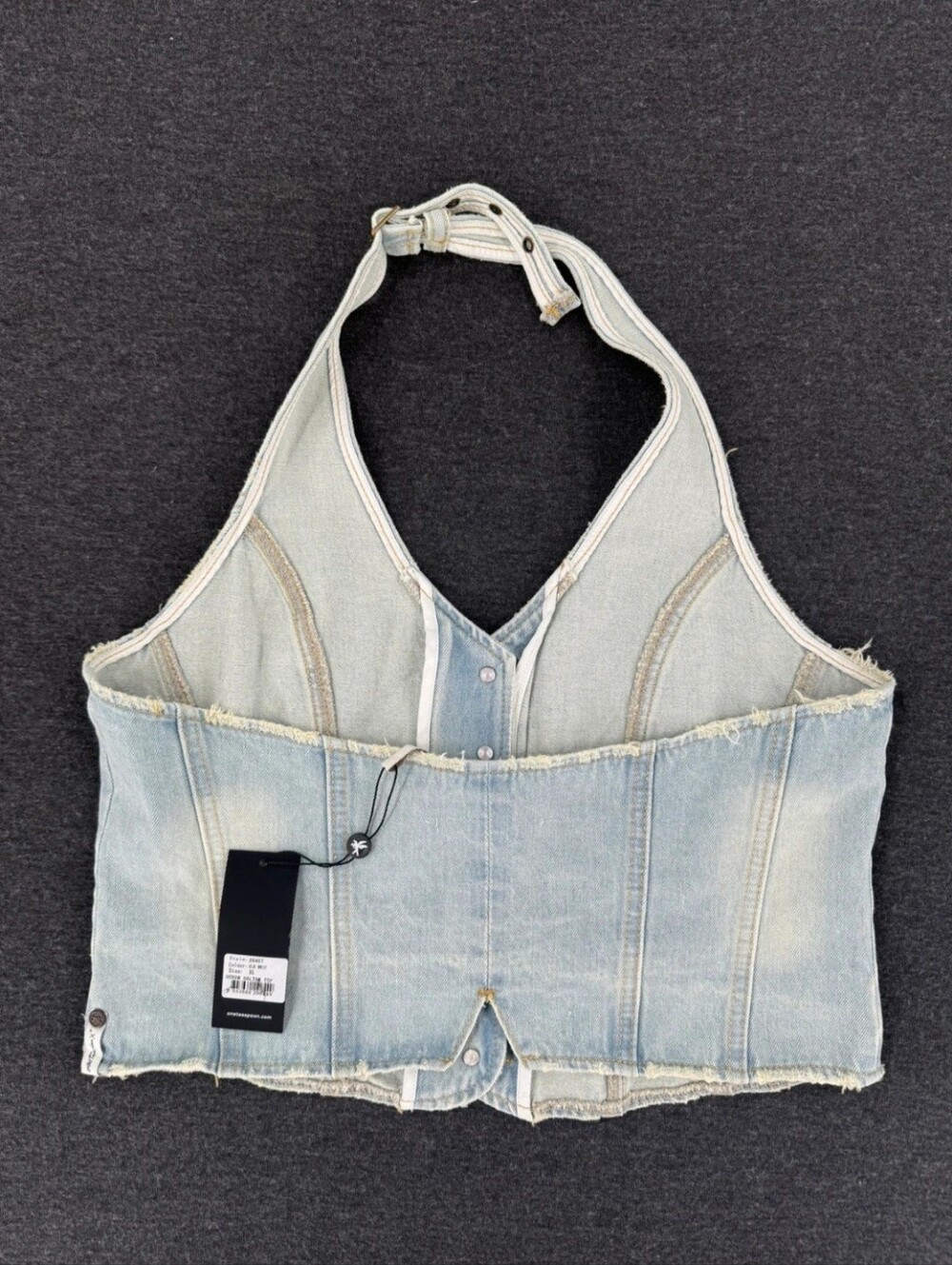 ✨ One Teaspoon NWT Old West Denim Halter Top | Size XL - Picture 3 of 8